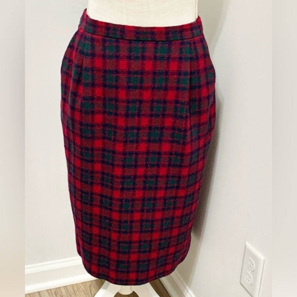 Vintage Pendleton Plaid Wool Skirt - 8